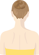 女性の頭から背中の後ろ姿のイラスト