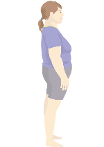 体重を減らしたいと悩んでいる女性の横から見たイラスト